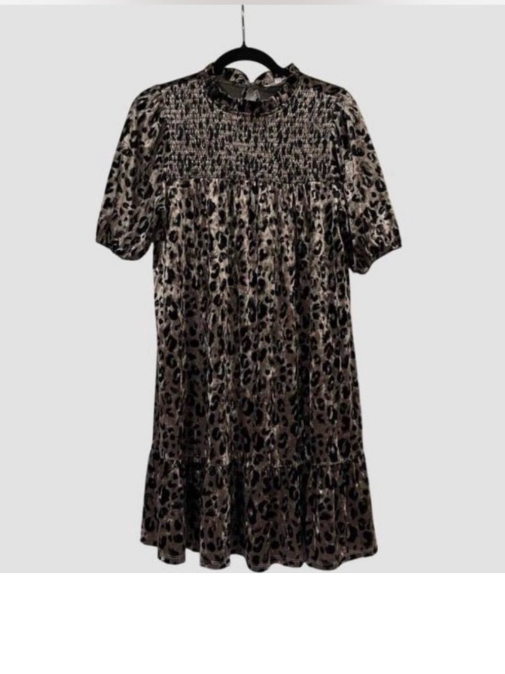 THML Animal Print dress size M boho Smocked Mini velvety preppy